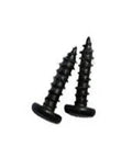 Dead Nuts Solid Black M1.7x4 Miniature Screws Micro Phillips Round Head Self Tapping Carbon Steel Fasteners viewed from the side.