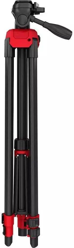 Straight Up Heavy Duty Adjustable Aluminum Laser Level Tripod Stand With Smooth Pan And Tilt Head Extends From 28 To 72 Inches, folded view.