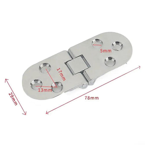 Self Supporting Zinc Alloy Folding Table Hinge With Flush Mount For Cabinets Furniture Desks And Sewing Machines Smooth Quiet Operation Hardware Slick Durable Build, featuring zinc alloy with measurements 78mm x 29mm visible.