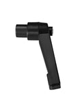 M6 Female Threaded Push Button Ratchet Clamping Lever side view, black matte finish, for quick release on jigs and vises.