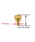 Image of a gold anodized aluminum thumb screw with a 6-32 thread, large knurled head, 0.65 inch length, designed for computer case PCI slot.