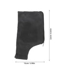 Black miter saw dust collection bag 15cm x 22cm with zipper shown flat, heavy-duty cloth material for circular saw and marble cutter.