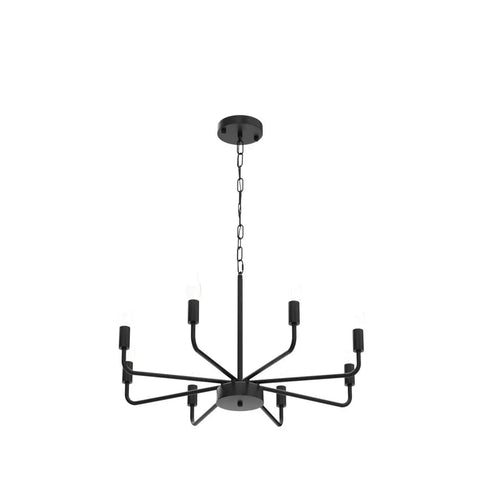 Matte Black Chandelier For Dining Room Living Room Foyer And Kitchen Island With 8 Lights Modern Farmhouse Rustic Industrial Pendant