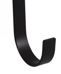 Close-up of black steel hook from Four Pack Overhead Garage Storage Hooks Black Heavy Duty Ceiling And Wall Hanging Hooks For Garage Home Office Kitchen And Bathroom Organization No Tools Needed.