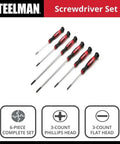 Straight Up Precision Electronics Screwdriver Set That Delivers Six Premium S2 Steel Tool Bits With Reliable Swivel Magnetic Heads For Fast Phillips Slotted Fixes And Everyday Handyman Jobs - 6-piece screwdriver set with red and black grips.