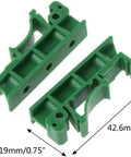 Green PA66 C45 DIN Rail PCB Mounting Adapter Carrier Clip For 35mm Rails With 15mm Spacing, 42.6x19x10mm Size