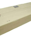 Below Deck Permanent Aluminum Fuel Tank For Pre 2011 Boats Featuring 3/8 In Poplock Outlet And Molded Fill Neck Ethanol Resistant Marine Storage Rig That Is Straight Fire And Tough, side view showing fill neck and outlet.
