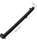 Hidden Flip Up Cabinet Door Rail Set 9.5 Inch Track Hardware side view showing dimensions in black metal