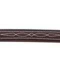 Pro Raised Fancy Stitched Replacement Browband For Traditional Style Bridles In Australian Nut Oversize With Padded Comfort And White Stitching
