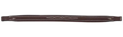Pro Raised Fancy Stitched Replacement Browband For Traditional Style Bridles In Australian Nut Oversize With Padded Comfort