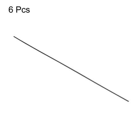 Six Pack Carbon Fiber Strips 0.5x3mm 400mm Pultruded Flat Bars For Kites RC Planes Drones Helicopters Sailboats And More Ultra Lightweight Yet Ridiculously Strong Spars shown diagonally.
