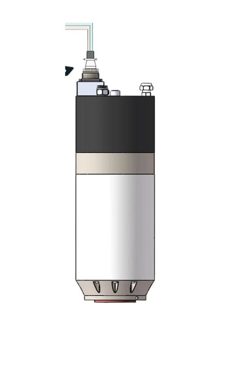 Side view of Pneumatic Tool Changer Spindle For CNC Engraving And Milling, BT30 Water-Cooled, 220V-380V, showing connection ports.