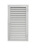 Super Large Aluminum Louvered Access Panel 47 By 45 Inches with white finish and exposed slats for airflow and plumbing access.