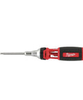 Beefy Torque Multi Bit Ratcheting Tool with Revolver Bit Storage, chrome plated, shown with extended bit and black-red handle