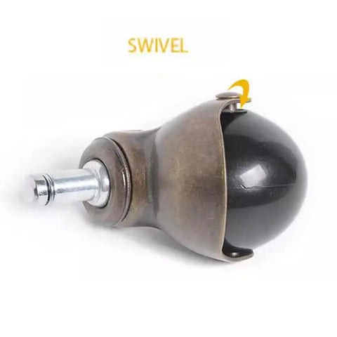 2 Inch Antique Brass Ball Caster Wheels Pack Of Five Heavy Duty Swivel Castors for smooth gliding on furniture with brake.