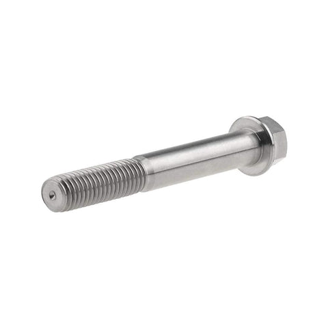 Titanium M8 hex flange bolt, side view, partially threaded with flange head