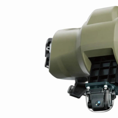 Close-up view of heavy lift delivery drone component, highlighting waterproof IP64 quadcopter design for industrial cargo operations.