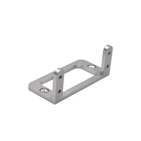 Beefed Up Aluminum Alloy RC Servo Mount Bracket Set For Futaba S3003 And S3001 Standard Servos, shown in silver, perspective view