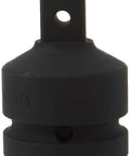 Heavy Duty 1 Inch Drive To Three Quarters Inch Male Impact Adapter With Chrome Molybdenum Steel Construction Through Hole Pin And O Ring Retention Built Tough For Auto Shop Jobs Delivers Mean Torque And Long Lasting Performance shown upright