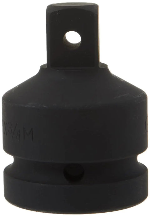 Heavy Duty 1 Inch Drive To Three Quarters Inch Male Impact Adapter With Chrome Molybdenum Steel Construction Through Hole Pin And O Ring Retention Built Tough For Auto Shop Jobs Delivers Mean Torque And Long Lasting Performance shown upright