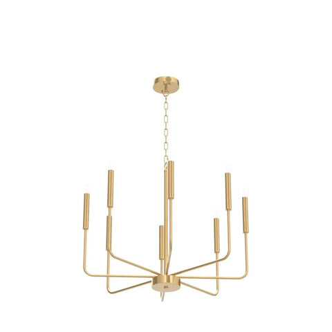 Gold 8 Light Modern Farmhouse Chandelier For Dining Room Kitchen Island Foyer And Living Room Rustic Industrial Candle Pendant Light Fixture With Cupless Candelabra Sockets