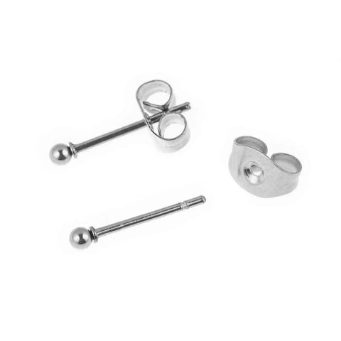 Hypoallergenic Stainless Steel Stud Earrings Set For Women And Men Nickel Free 2mm Silver Ball Tiny Earrings 3 Pairs For Everyday Wear Low Key Comfort Durable 316L Surgical Steel Jewelry, 2 pairs with butterfly backs