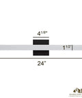 Dimensions of Rectangular 24 Inch Thin Bar LED Vanity Light In Brushed Black For Over Mirror Bathrooms With 3000K 3500K Or 4000K CCT