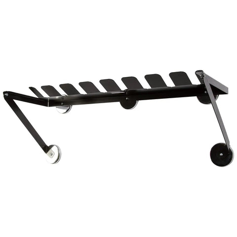 Eight Gun Shelf With Magnetic Mount For Spray Guns And Blowers, black metal rack with cup slots, portable magnetic gun rack