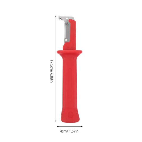 Heavy Duty Insulated Wire Stripper Knife With No Sweat Cable Cutting Razor Ergonomic Grip Handle with dimensions 17.5cm x 4cm.