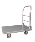 Heavy Duty Platform Truck Push Cart Dolly Foldable Flatbed With 440 Lb Capacity And 5 Inch Wheels Welded Steel Construction Textured Surface For Secure Load Easy Maneuvering For Moving Heavy Goods In Warehouse, steel flatbed cart