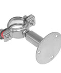 Beduan 3/4-inch stainless steel pipe clamp with round 4-hole mounting plate for 19–21mm tubes (side view)