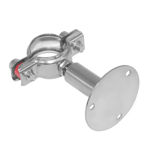 Beduan 3/4-inch stainless steel pipe clamp with round 4-hole mounting plate for 19–21mm tubes (side view)