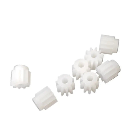 Plastic Shaft Pinion 11T Gear Set 10 Pack For Tiny Drones And RC Projects, 3.8mm Diameter, 0.95mm Bore, 1mm Tight Fit Shaft, Coreless Motor Gear Transmission For Quadcopters, Toy DIY Robotics white plastic pinion gears