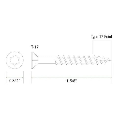 Diagram of PrimeGuard Plus Exterior Deck Screws For Outdoor Projects With Bugle Head And T25 Star Drive Coarse Thread Wood Screws 8 X 1-5/8 Inch White 67 Count Box For Quick Self Starting No Pre Drill Install