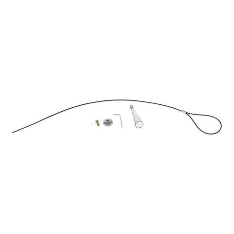 Black Spring-Loaded Gate Latch Cable Pull for Garden Wood Vinyl Fence includes metal components and a black cable for easy installation.