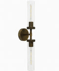 LumoCraft 22 Inch Hardwired Bronze Wall Sconce Clear Glass 2 Light Bathroom Sconce Living Room Wall Sconce for Bedroom (Bulb Included) side view with clear glass.