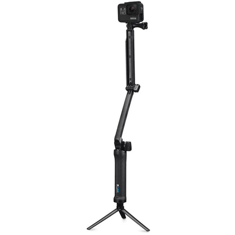 3 In 1 Do It All Action Camera Grip Arm And Tripod fully extended, showing tripod legs and adjustable arm, perfect for action cams