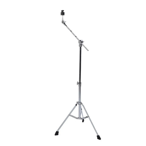 Heavy Duty Adjustable Drum Cymbal Stand With Foldable Iron Base For Gig Ready Setup Rock Solid Grip, chrome finish and sturdy tripod.