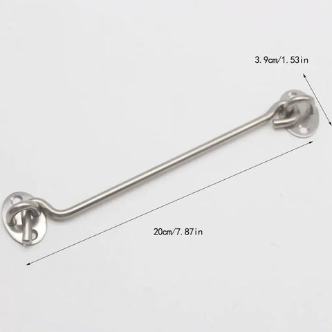 Heavy Duty Stainless Steel Gate Hook and Eye Latch for Barn Door Fence, 20cm long with durable design and easy installation.