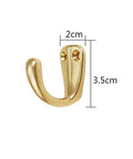 Small Solid Brass Wall Mounted Hanging Hooks Duo Pack Slick Dope Gold Finish Hella Durable Decorative Coat Rack Key Holder For Home Vibes Heavy Duty Multi Purpose Storage Solution, 3.5x2cm size.