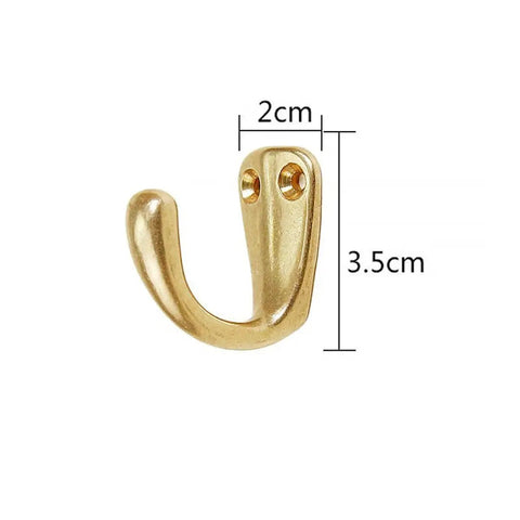 Small Solid Brass Wall Mounted Hanging Hooks Duo Pack Slick Dope Gold Finish Hella Durable Decorative Coat Rack Key Holder For Home Vibes Heavy Duty Multi Purpose Storage Solution, 3.5x2cm size.