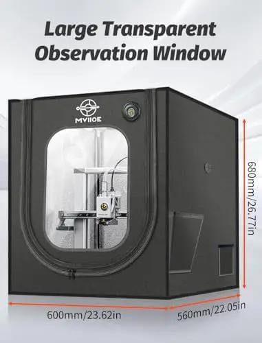 Front view of Tough As Nails 3D Printer Enclosure with LED Light for A1 and A1 Mini, showing large window, size 560x600x680MM.