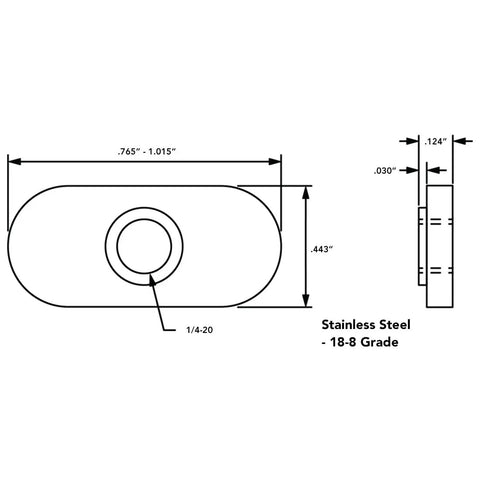 Centered Slide In Economy T Nuts 1/4-20 Stainless Steel, 18-8 Finish For 10 Series Aluminum Extrusions dimensions diagram
