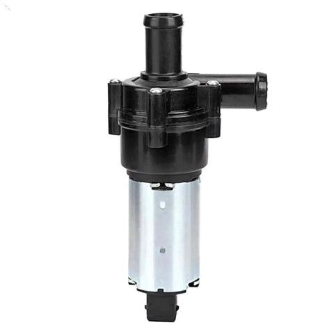 Keep Your Ride Cool With This Top Shelf 12 Volt Auxiliary Coolant Pump showing a black and silver pump for effective engine cooling.