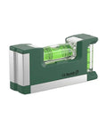 Compact Magnetic Bubble Level 83mm Accuracy for spirit Level for Woodworking Plumbing Metal Surfaces Silver in green and silver design.