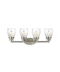 Belton Four Light Wall Bath Vanity Light Fixture With Brushed Nickel Finish, Clear Seeded Glass Shades, front view