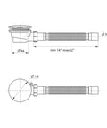 Technical diagram of Low Profile 1.5 Inch Shower Drain Trap with Side Outlet Assembly for Replacement Shower Base PVC.