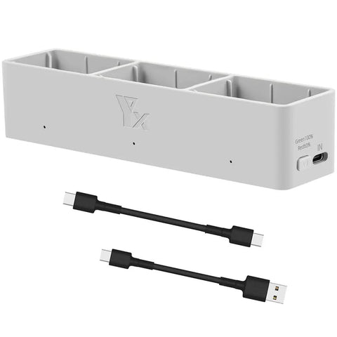 Three-Battery Drone Charging Hub For Avata 2, Two-Way USB Charger With Sequential Charging, Quick 65W Input, Grey Build