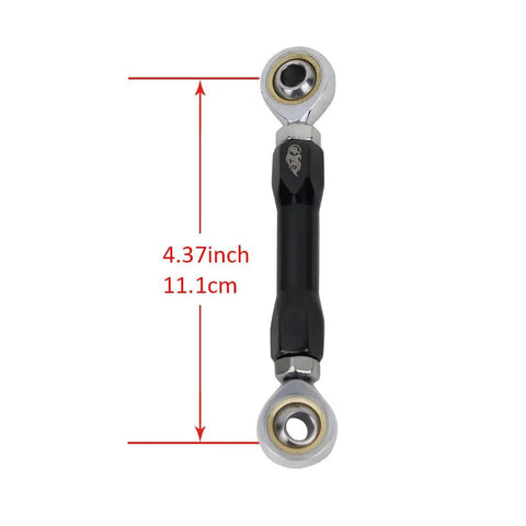Titanium Black CNC Shifter Mid Control Linkage Rod For Harley Davidson Dyna 1984 To 2017 Ride Ready 18 Later Street Bob And Softail FXLR FXLRS FXLRST FXRST Adjustable Eye To Eye 4.0 To 5.5 Inches, 4.37-inch black linkage rod