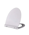Heavy Hitter Duroplast Toilet Seat With Soft Close Quick Release Hinges Standard Size Bathroom Fixture, angled view.